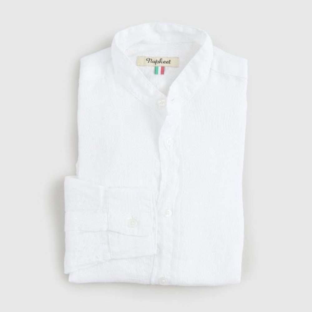 Nupkeet White Boys linen Shirt
